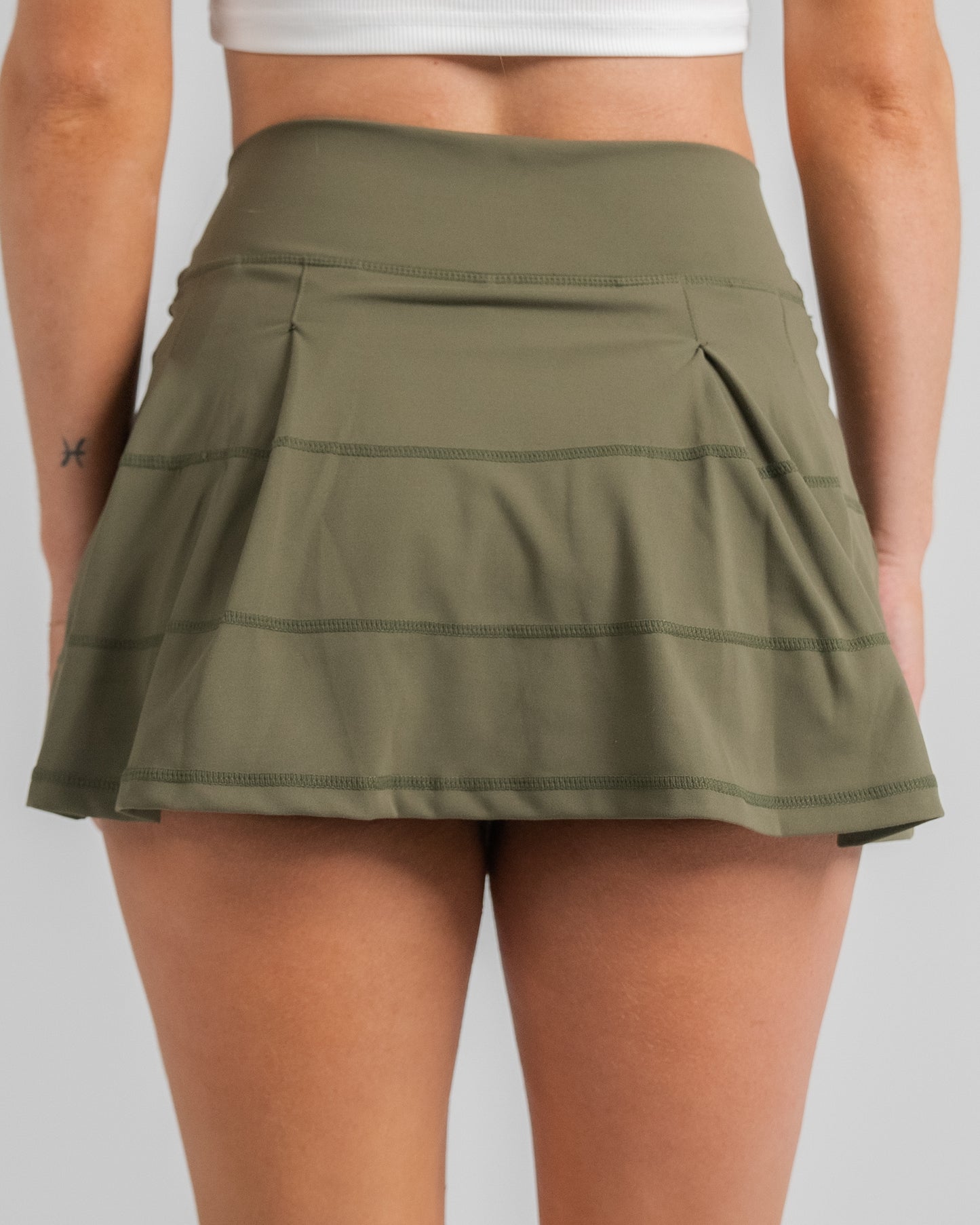 Kale V Cut Skort - Olive Green